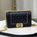 Chanel Quilted Calfskin Chain Small Boy Flap Bag A67085 Navy Blue 2019 Collection CE03346