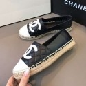 Chanel Quilted Calfskin Flat Espadrilles G29762 Black/White 2020 Collection CE02997