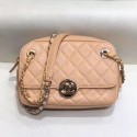 Chanel Quilted Grained Calfskin Round CC Metal Camera Bag AS6066 Apricot 2019 Collection CE00652