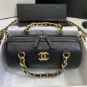 Chanel Quilted Lambskin Bowling Bag with Chain Top Handle Black 2020 Collection CE03430