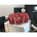 Chanel Quilted Lambskin Bowling Bag with Chain Top Handle Red 2020 Collection CE00542