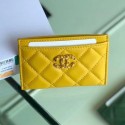 Chanel Quilted Lambskin Chain CC Card Holder AP0731 Yellow 2019 Collection CE02143