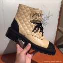 Chanel Quilted Lambskin Chain CC Lace-ups Short Boots G36424 Beige 2020 Collection CE02560