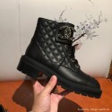 Chanel Quilted Lambskin Chain CC Lace-ups Short Boots G36424 Black 2020 Collection CE00765