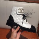 Chanel Quilted Lambskin Chain CC Lace-ups Short Boots G36424 White 2020 Collection CE03718