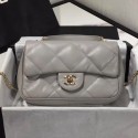 Chanel Quilted Lambskin Classic Small Flap Bag with Top Handle AS1114 Gray 2019 Collection CE02534
