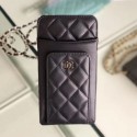 Chanel Quilted Lambskin Vertical Phone Holder/Classic Clutch with Chain AP0990 Black 2019 Collection CE01101