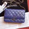 Chanel Quilted Leather Wallet on Chain WOC Blue 2019 Collection CE00881
