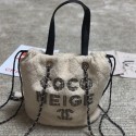 Chanel Quilted Shearling Sheepskin Small Shopping Bag AS0981 White 2019 Collection CE03433