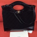 Chanel Quilted Velvet 31 Medium Shopping Bag Black 2019 Collection CE04184