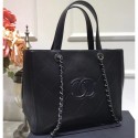 Chanel Quilting CC Logo Shopping Tote Bag Black/Silver 2019 CE03337