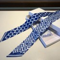 Chanel Quilting CC Print Silk Slim Bandeau Scarf 5x120cm Navy Blue 2020 Collection Scarf CE01460
