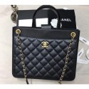 Chanel Quilting Shopping Tote Bag Black/Gold 2019 CE02919