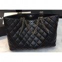 Chanel Quilting Shopping Tote Bag Black/Silver 2019 CE00933