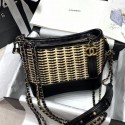 Chanel Rattan Woven GABRIELLE Small Hobo Bag A91810 Black/Beige 2020 Collection CE01903