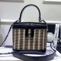 Chanel Rattan Woven Small Vanity Case AS1352 Black/Beige 2020 Collection CE02279