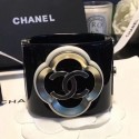 Chanel Resin Camellia Bloom Cuff Bracelet Black 2019 Collection CE03065