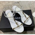 Chanel Satin & Strass Sandals G36122 White 2020 Collection CE03209