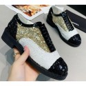 Chanel Sequins and Patent Calfskin Lace-Ups G36208 Gold/White/Black 2020 CE02189