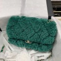 Chanel Shearling Lambskin Small Flap Bag AS1199 Green 2019 Collection CE03365