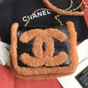 Chanel Shearling Sheepskin and Vintage Leather Flap Bag AS0321 Black/Brown 2019 Collection CE02179