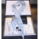 Chanel Silk Twill Slim Bandeau Scarf 10x120cm AA0095 Blue 2019 CE01049