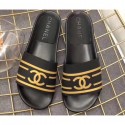 Chanel Striped and CC Logo Mules Slides Slipper Sandals Black 2019 CE02655