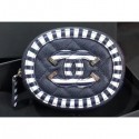 Chanel Striped Grained Calfskin CC Filigree Round Zipped Coin Purse A81458 Navy Blue 2019 CE03556