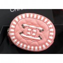Chanel Striped Grained Calfskin CC Filigree Round Zipped Coin Purse A81458 Pink 2019 CE01737
