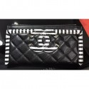 Chanel Striped Grained Calfskin CC Filigree Small Pouch Bag A81942 Black 2019 CE02669