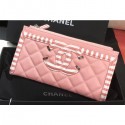 Chanel Striped Grained Calfskin CC Filigree Small Pouch Bag A81942 Pink 2019 CE01403