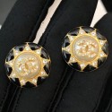Chanel Sunflower Round Stud Earrings AB2025 Gold/Black 2019 Collection CE03001