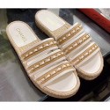 Chanel Top Quality Chain Lambskin Espadrilles Mules G35931 White/Beige 2020 CE02613