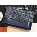 Chanel Tweed/Calfskin Gabrielle Small/Medium Hobo Bag A91810/A93824 Navy Blue CE04364