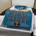 Chanel Tweed Medium Boy Flap Bag Blue/Multicolor 2019 Collection CE02325