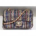 Chanel Tweed Mini Classic Flap Bag A69900 Blue/Red/Apricot 2019 CE01960