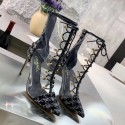 Chanel Tweed Transparent Lace-up High-Heel Short Boots Black 2019 Collection CE00750
