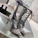 Chanel Tweed Transparent Lace-up High-Heel Short Boots Multicolor 2019 Collection CE03904