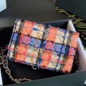 Chanel Tweed Wallet on Chain WOC A33814 Orange/Blue/Pink 2020 Collection CE02293