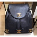 Chanel Vintage CC Logo Flap Backpack Bag Black 2019 CE01774