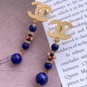 Chanel Vintage Textured Pearl Earrings Blue/White/Gold 2019 Collection CE00999