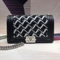 Chanel Wave Sequins Medium Boy Flap Bag A67086 Black/White/Silver 2019 Collection CE03538