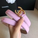 Chanel Width 2.5cm Smooth Calfskin Belt With Crystal CC Buckle Pink 2020 Collection CE03370