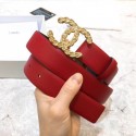 Chanel Width 3cm Calfskin Belt With Crystal CC Buckle Red 2020 Collection Belt CE01272