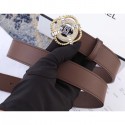 Chanel Width 3cm Crystal Square Buckle Leather Belt Coffee Belt CE03764