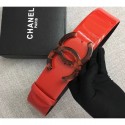 Chanel Width 5.3cm Patent Leather Belt Red with Resin CC Logo Belt CE03853