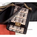 Chanel Woven Tweed Boy North/South Small Flap Bag AS0130 Black 2020 CE01045