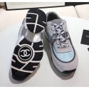 Cheap Chanel Calfskin Suede & Fabric Classic Sneaker Light Blue 2020(For Women and Men) Collection CE03021