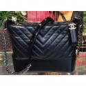 Cheap Chanel Chevron Gabrielle Medium Hobo Bag A93824 Black 2018 CE01034