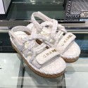 Cheap Chanel Cord Flat Sandals G34602 White 2019 Collection CE03911